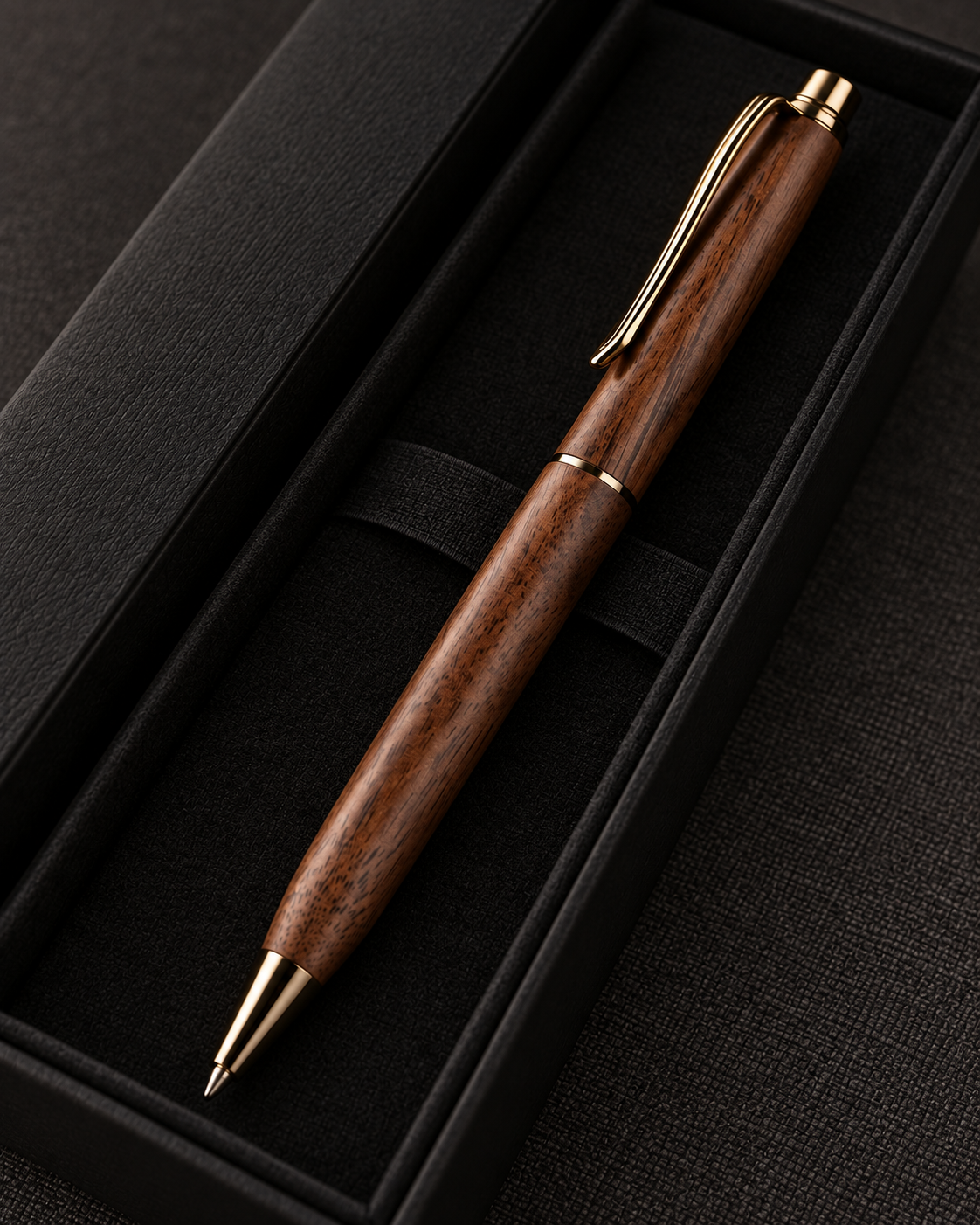 Morrow walnut wood gift pen detail
