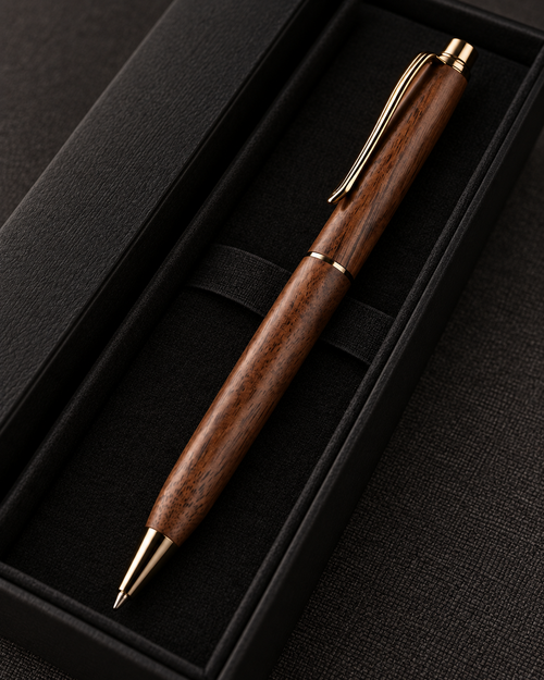 Morrow walnut wood gift pen detail