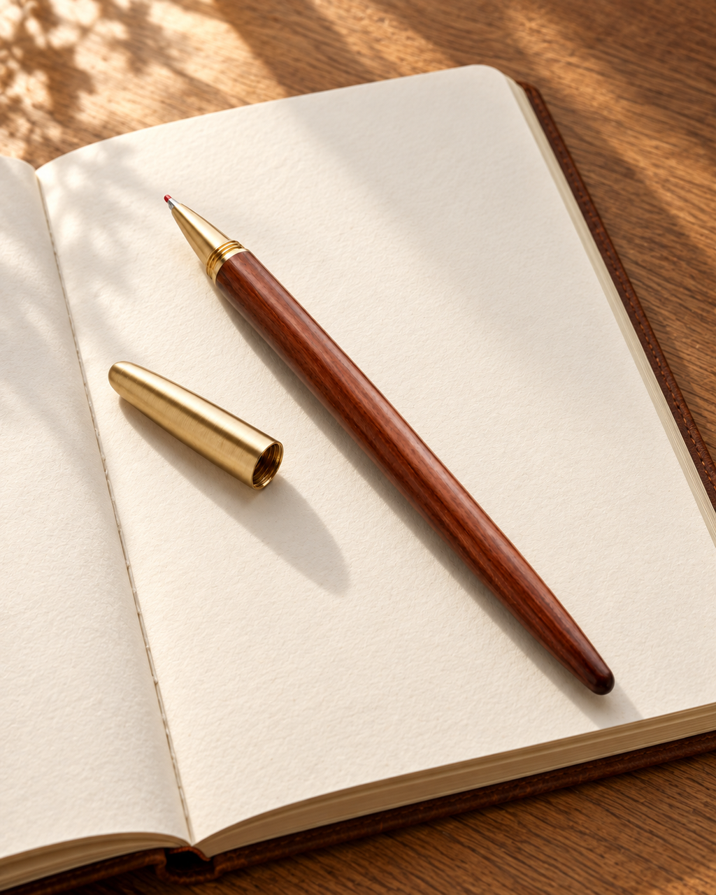 Morrow wood writing pen in use