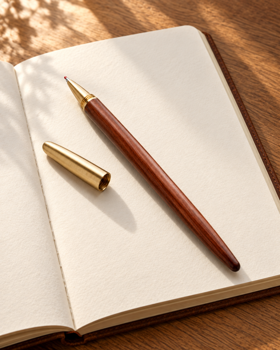 Morrow wood writing pen in use